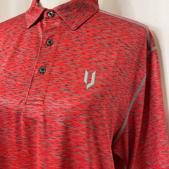 Men’s Large Polo Shirt Iron Joc G & V Red Short Sleeve Athletic - Picture 3 of 14